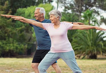 A diabetic couple exercising together to relieve neuropathy symptoms